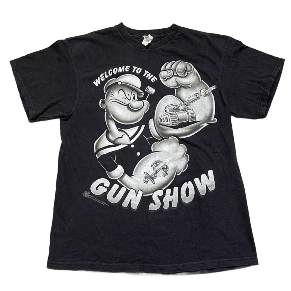 Popeye The Sailor Man Gun Show T Shirt 2011 Big Print